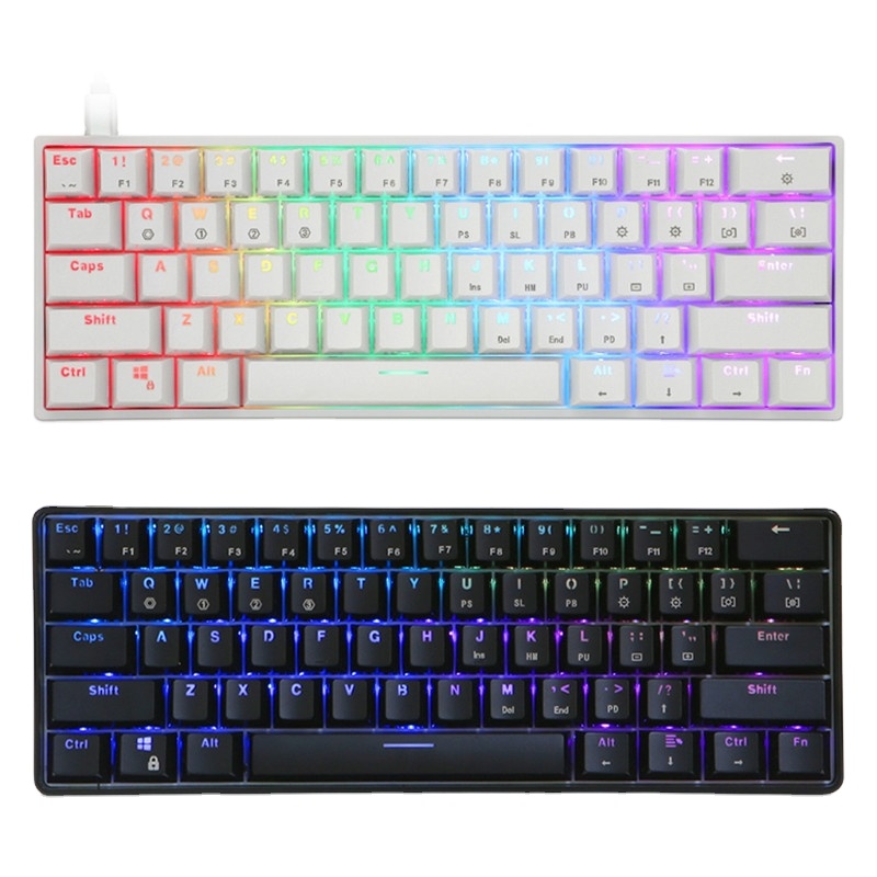 Механическая игровая клавиатура GK61 SK61 RGB, многоцветная Проводная программируемая клавиатура со светодиодной подсветкой для ПК/Mac/Win, 61 клавиша