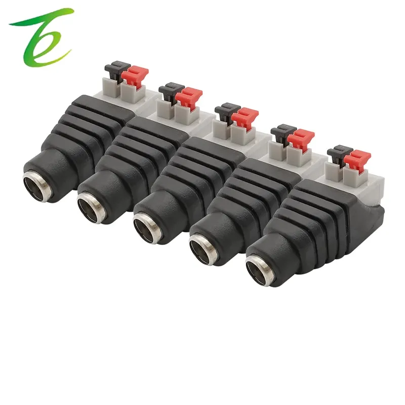 5.5x2.1mm DC Female Wire Connector 5.5*2.1mm No Screw DC Power Jack Adapter for 3528/5050 Single Color LED Strip CCTV Camera