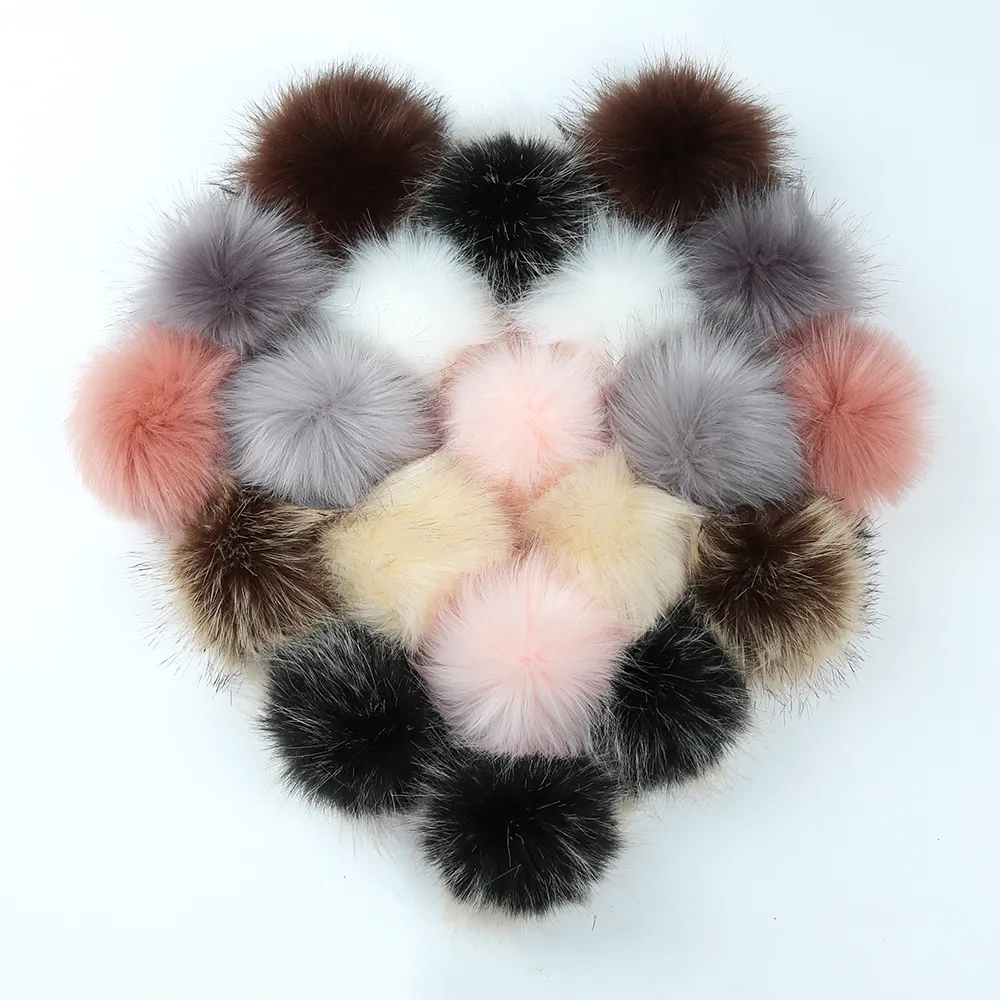 12cm Pompom Soft and fluffy multi-colored hat hair ball with a thread like soft fox plush pompon