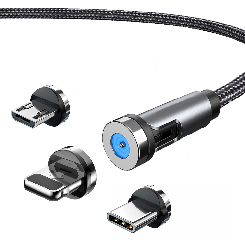 2021 оптовая продажа 3 в 1 Магнитный usb-кабель 2.4A зарядки 540 градусов Магнитный кабель для зарядки