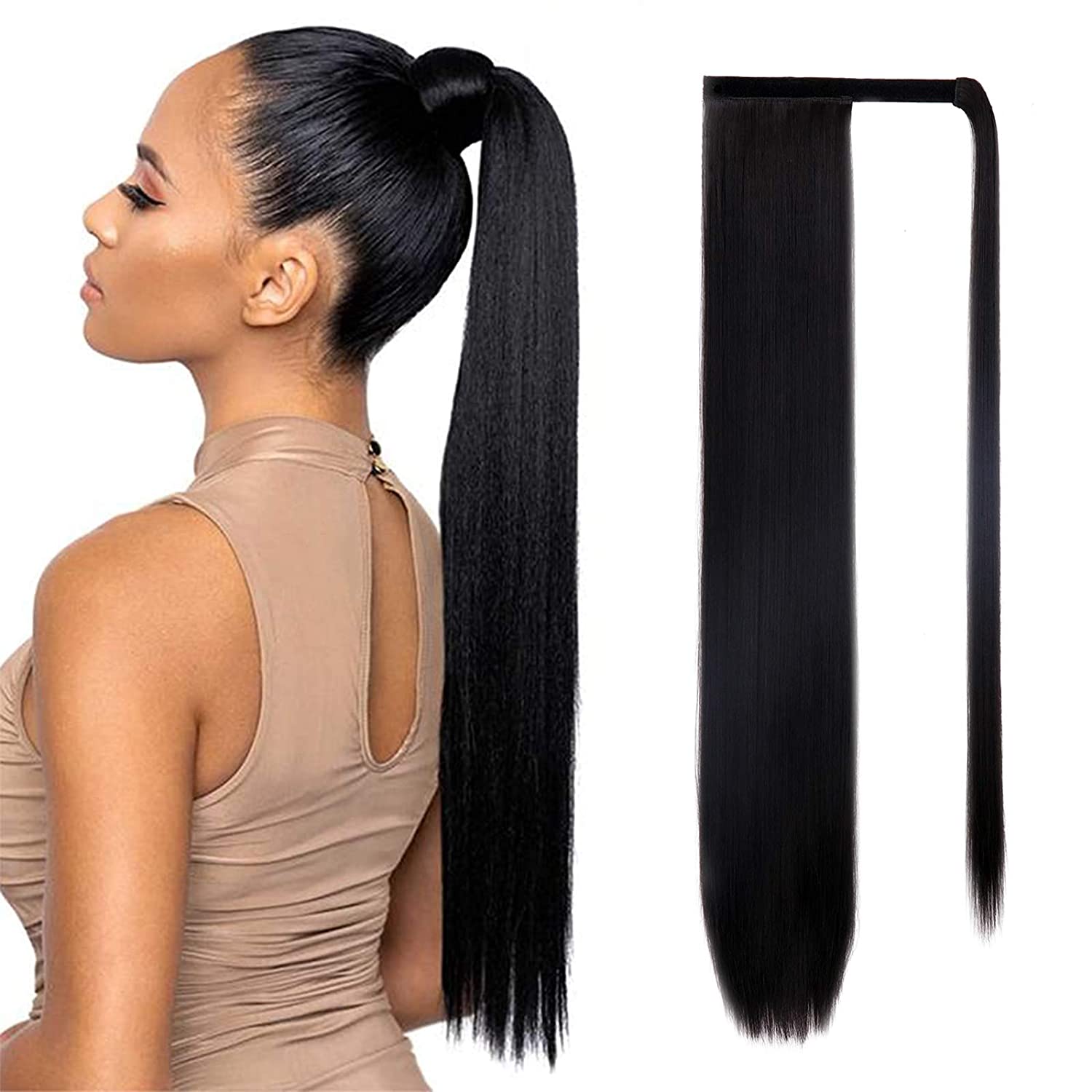 Wholesale Quality Hair Silky Long 22inches 120G High Temperature Resistance Synthetic Hair Ponytails Hair Extensions