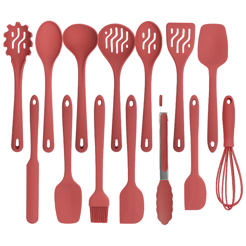Silicone Kitchenware for Slottde Turner Cooking Spoon with Others Spatual Set for Tools Baking Mixing with 14pcs Food Grade