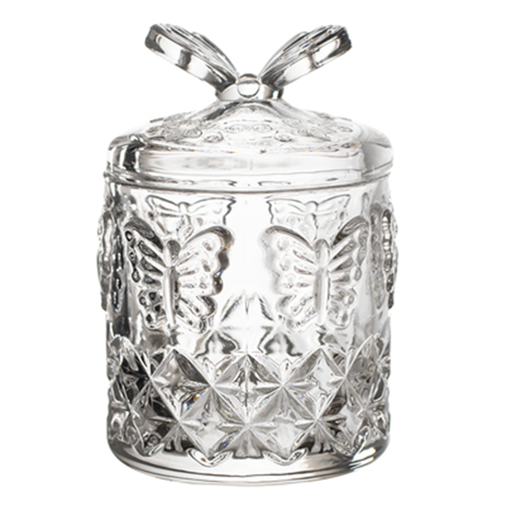 Hot Sales Eco-friendly Vintage Apothecary Clear Preserving Butterfly Style Candy Jar with Lid