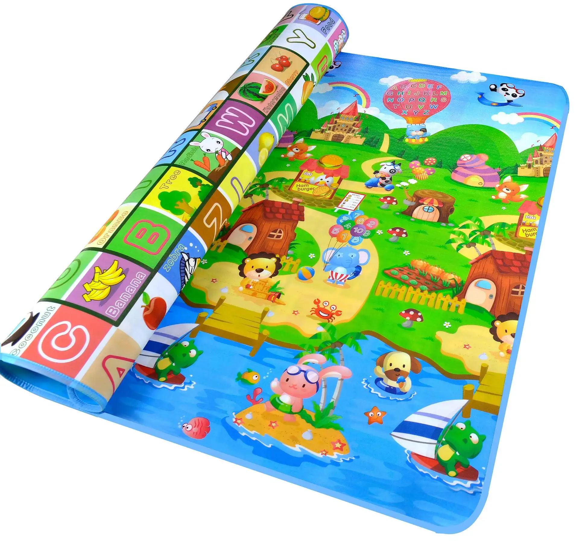 Factory Wholesale soft waterproof non-toxic eco-friendly Large double sides EPE XPE foam baby play mat with food grade PE film