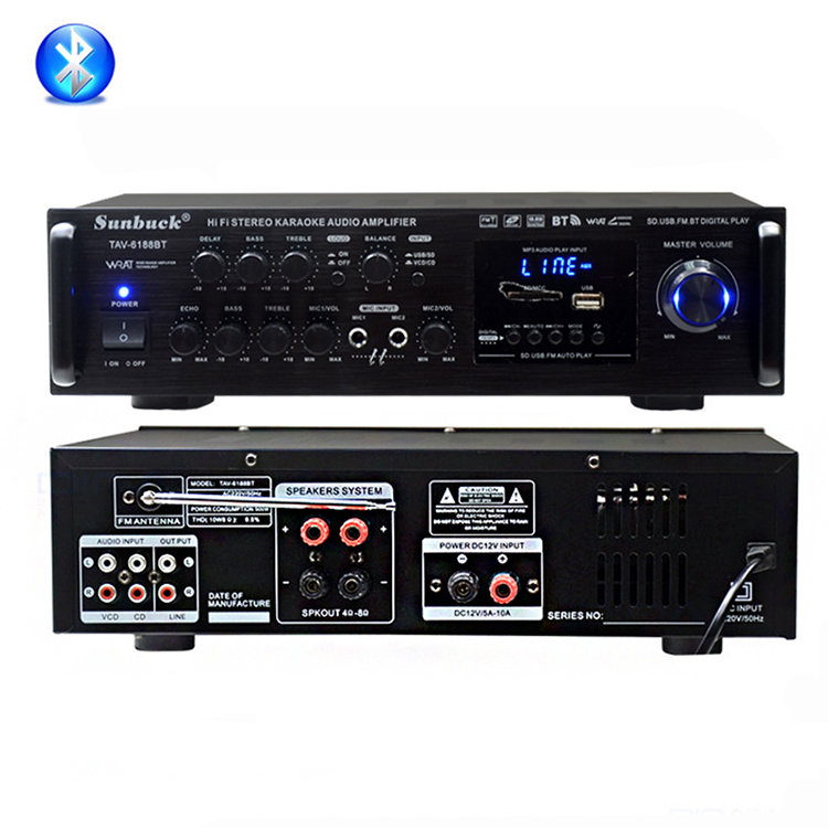 Усилители Audio Music System, 2,0 канал, 2 микрофонных входа, Линейное радио, Домашнее караоке, Автомагнитола, Купить