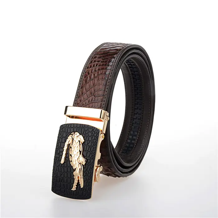 High End Luxury Genuine Crocodile Leather Belts for Men With Automatic Buckles