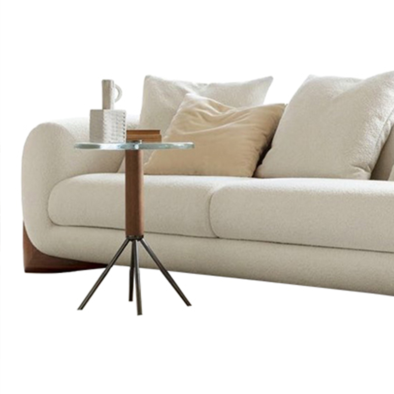 Italian Modern Minimalist Fabric Sofa Set Single Bed Three-Seater Lambskin Luxury Home Sofas Small  Living Room Sofa