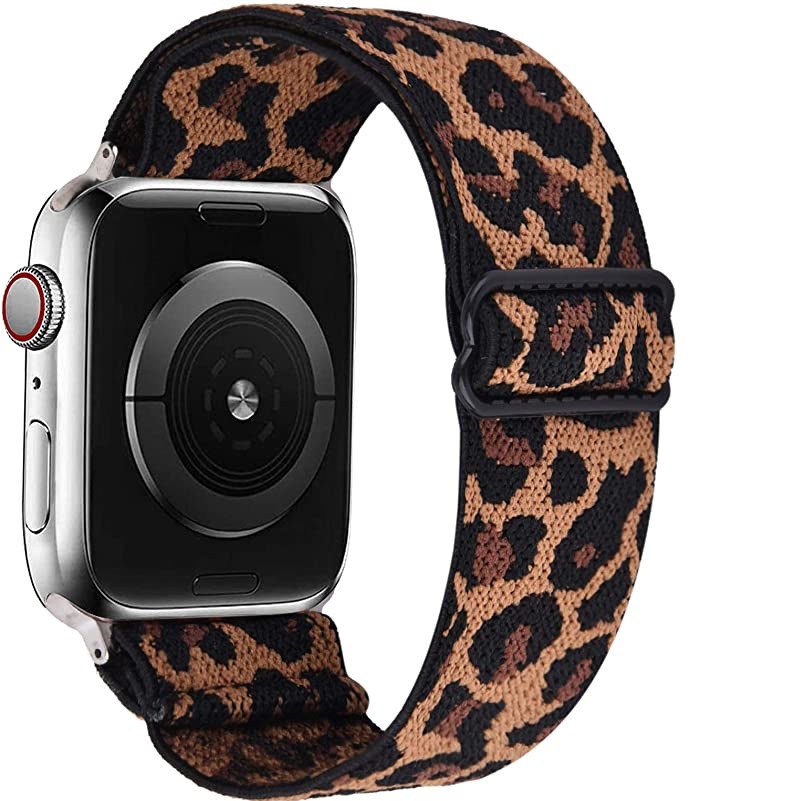 Плетеный эластичный ремешок для часов Apple Watch, браслеты для стрейч Apple Watch с леопардовым рисунком