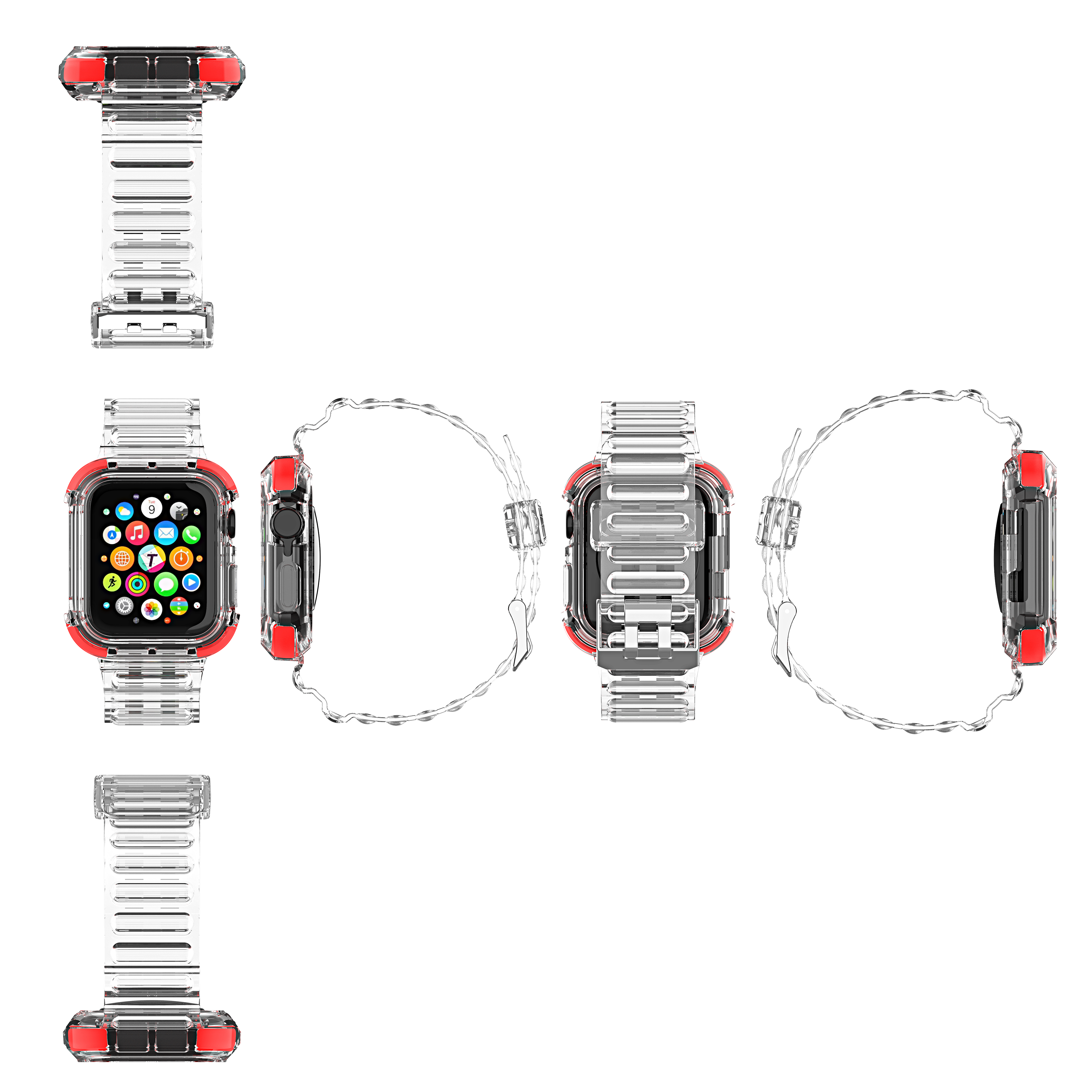 Ремешок силиконовый прозрачный для apple watch 38/40/42/44 мм, 2021