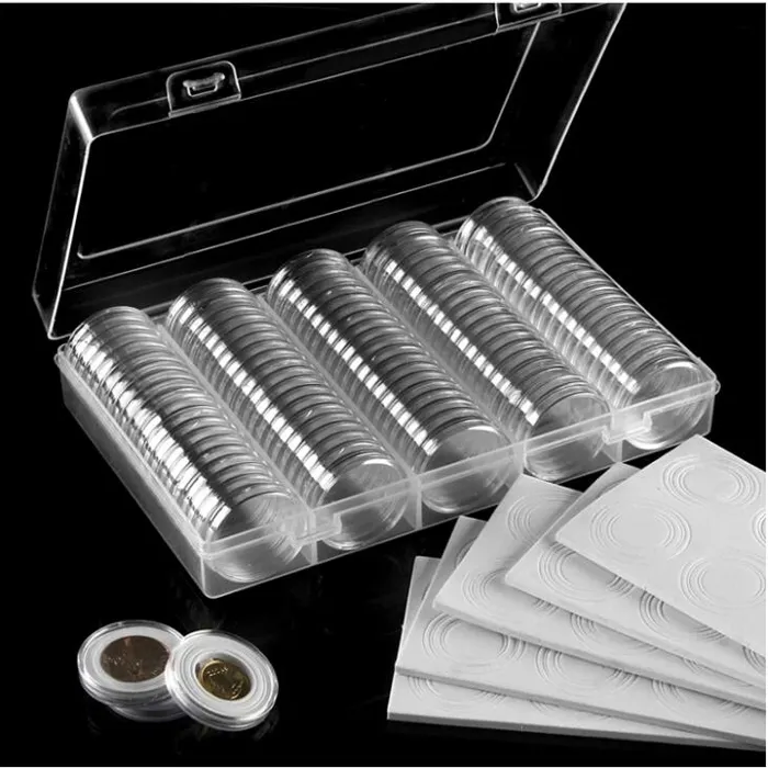 Organizer Box Pack 5 Sizes Protect Gasket Coin Capsules Case 100 Pieces 30 Mm Coin Collection Holder
