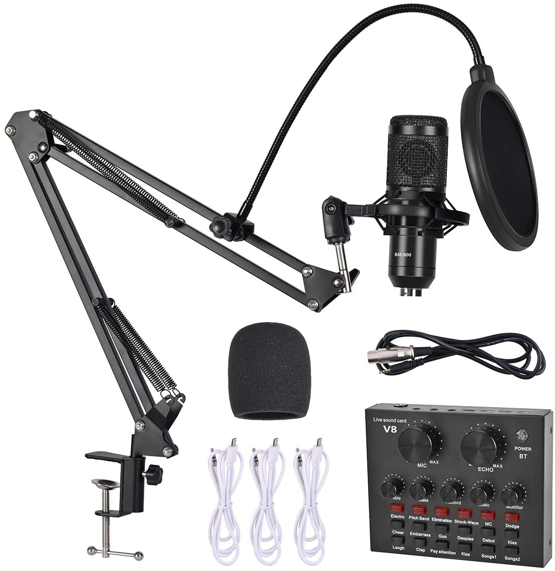Студия DJ оборудование аудио интерфейс запись внешний Live Bm-800 караоке V8 Звуковая карта для конденсаторный микрофон