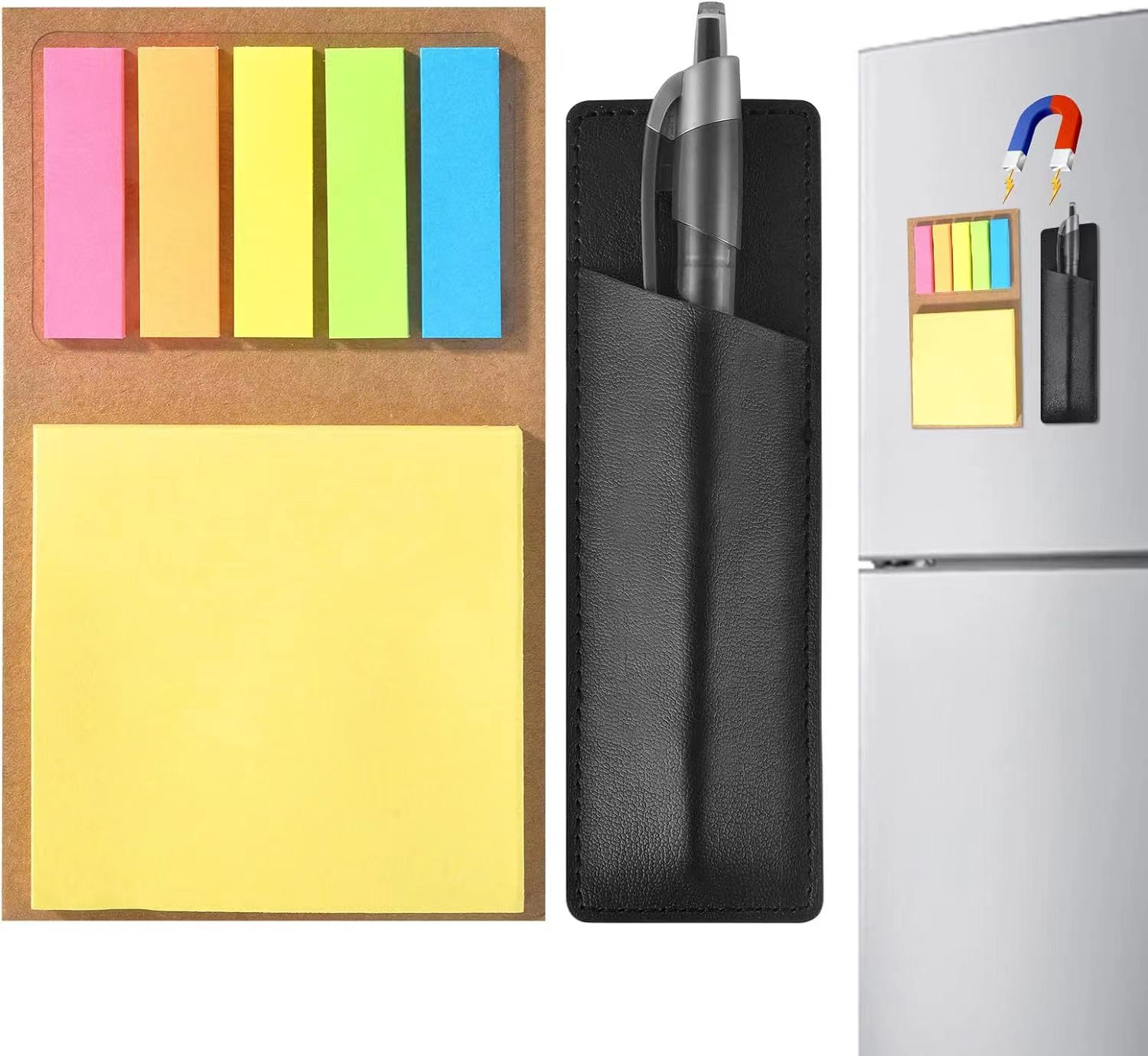 Cross-border Magnetic Notepad With Pencil Case Refrigerator Sticker Message board Creative Notes