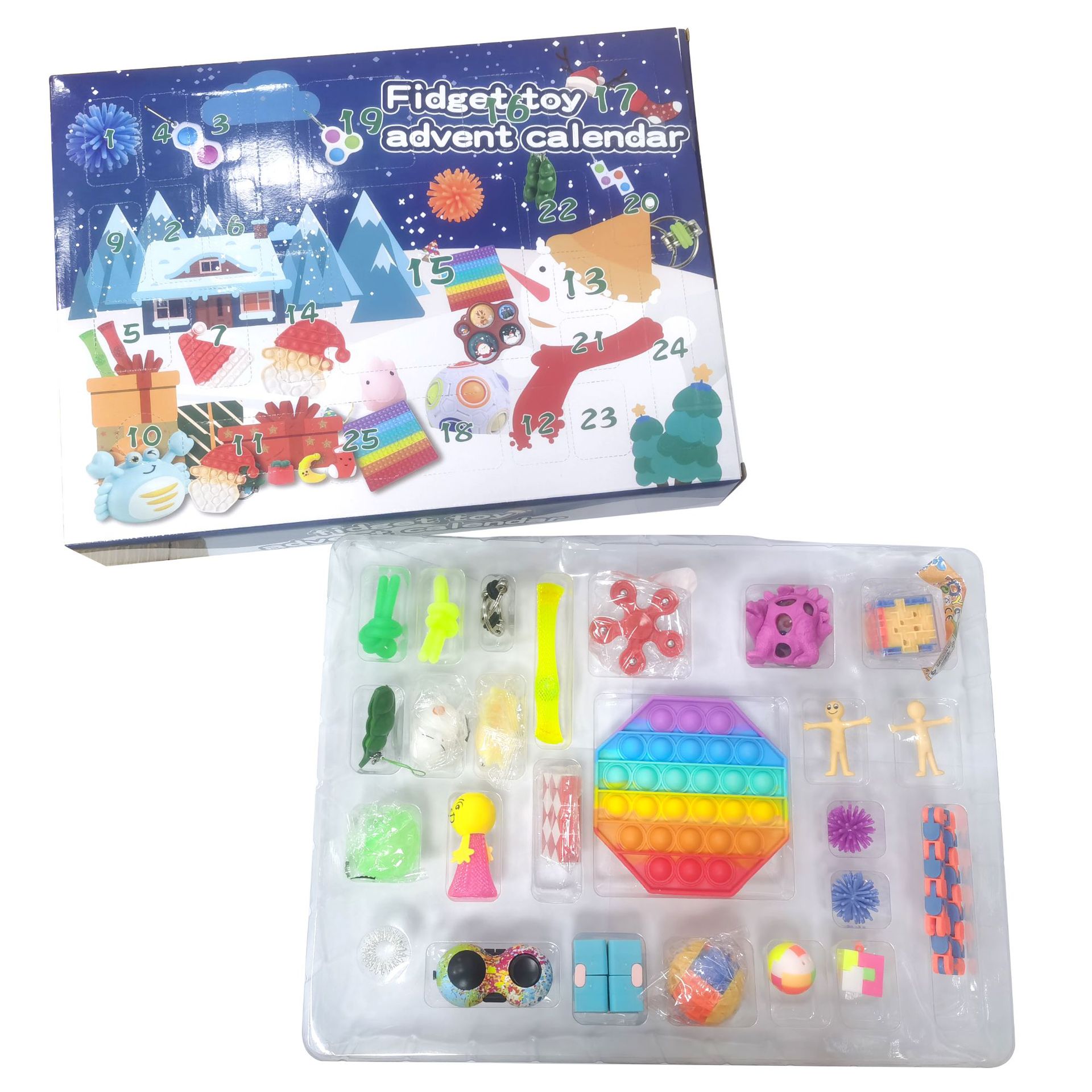 24pcs/Set Kids Gift Anti Stress Squishy Toy Stress Reliever Sensory Toys Christmas Blind Box Set Fidget Advent Calendar