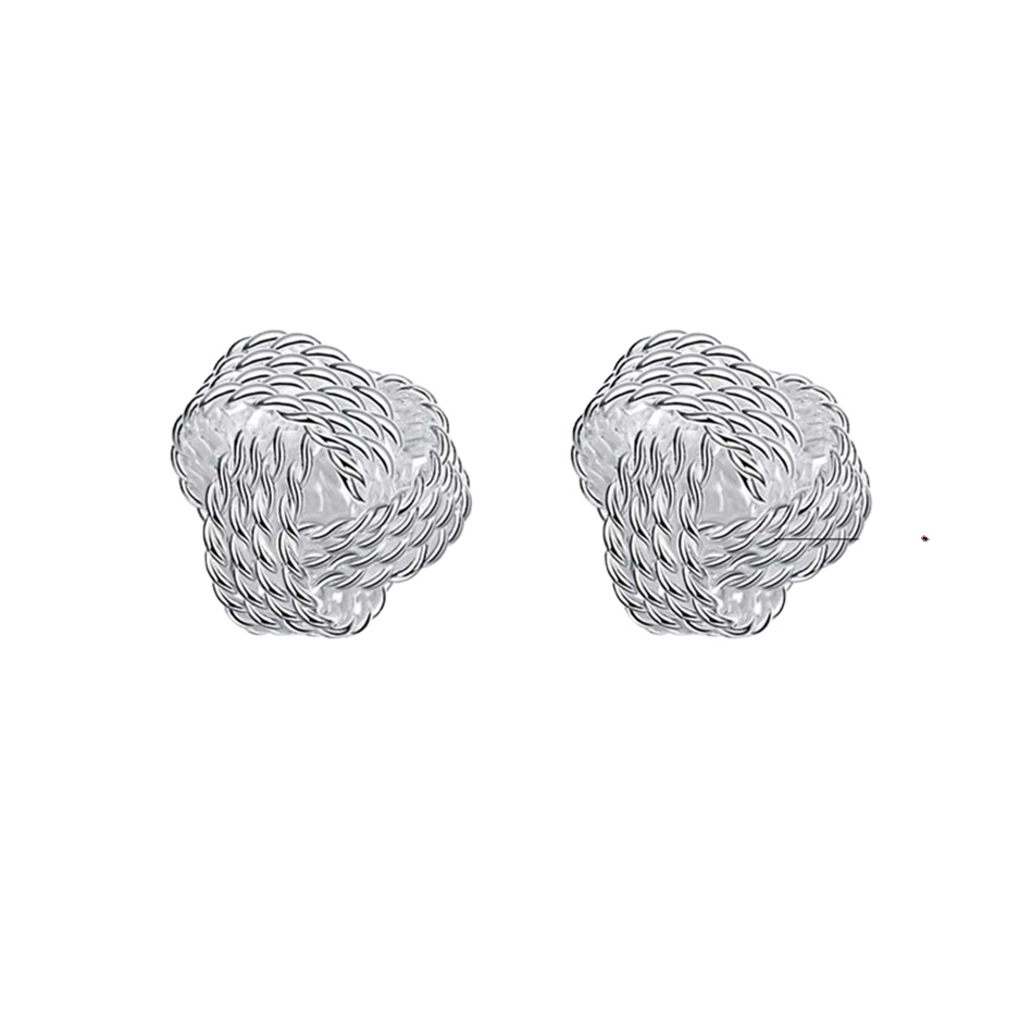 100% Real 925 Sterling Silver Elegant Soft Winding Stud Earrings for Women Wedding Engagement Jewelry