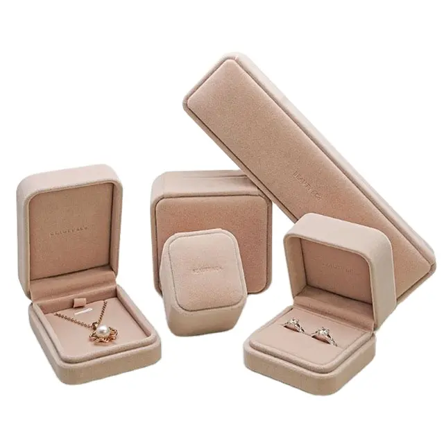 Wholesale velvet Jewelry Box customized Bracelet Necklace Earring Ring Box Jewelry Packaging Box