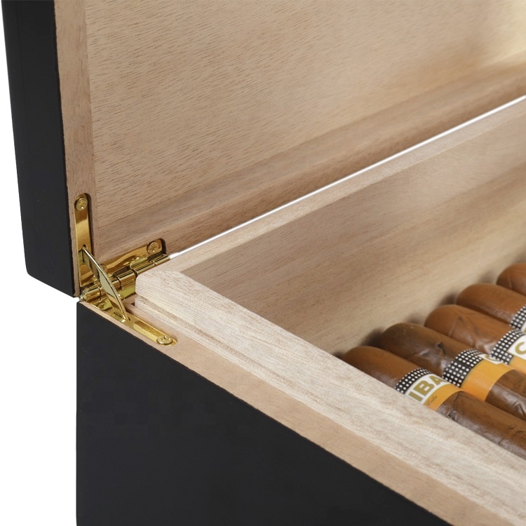 Black Desktop Humidor Cigar Box For Cigar Storage