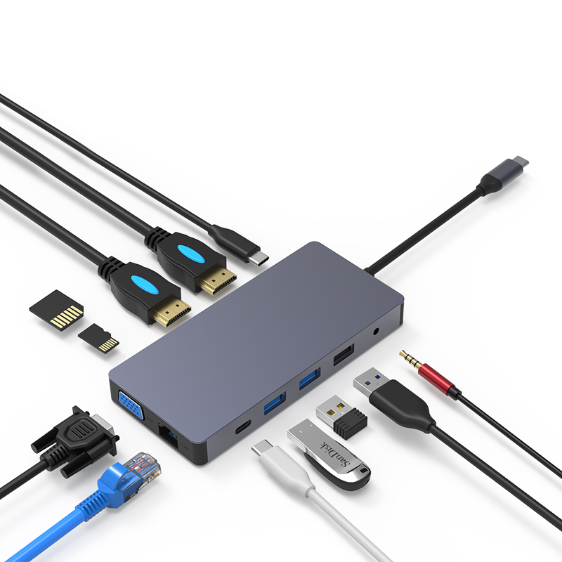 Ноутбук смартфон Otg адаптер для usb-концентратора типа C для зарядки Переключатель док-станции 12 в 1 несколько портов быстрая скорость Usb 3,1 Type-C концентратор Usb