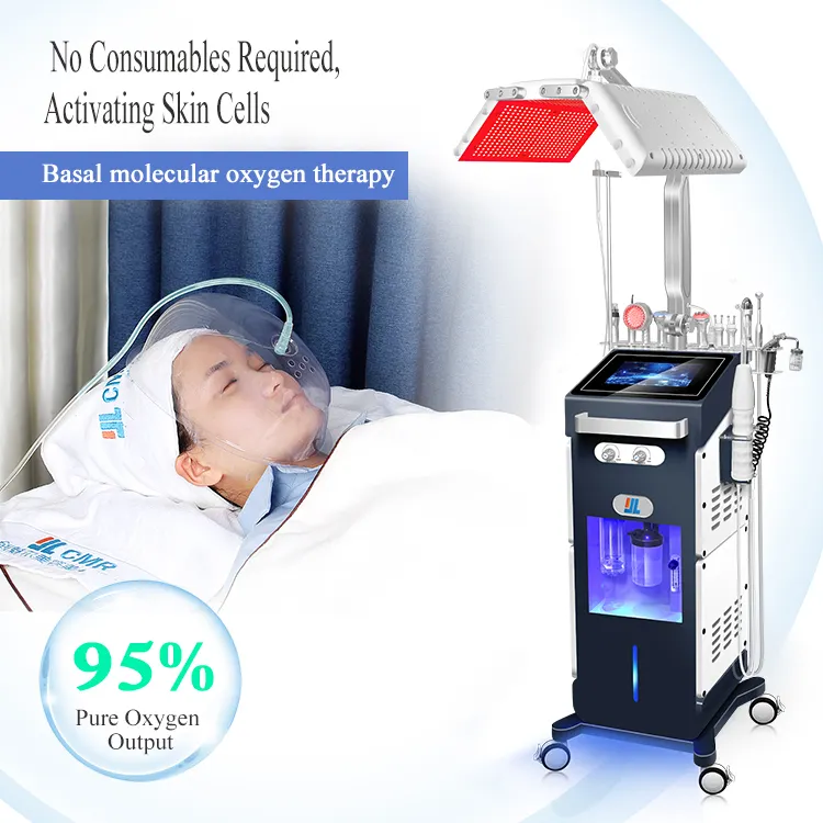 13 in 1 pure water oxygen RF ultrasound Hydrodermabrasion oxygen jet facial machine with PDT for spa salon