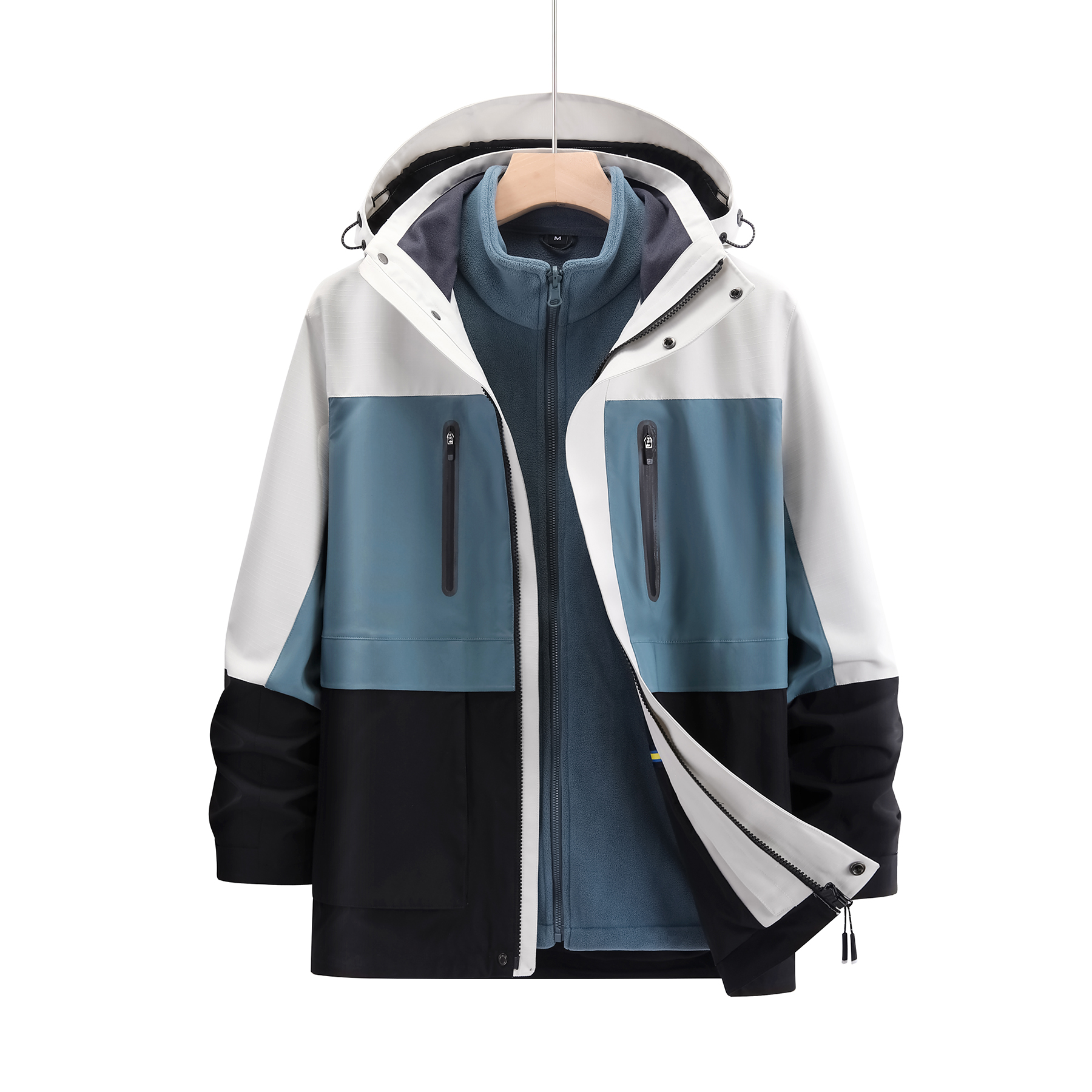 Men's Waterproof 3-in-1 Down Liner Ski Snow Jacket Puffer Liner Insulated Winter Coat