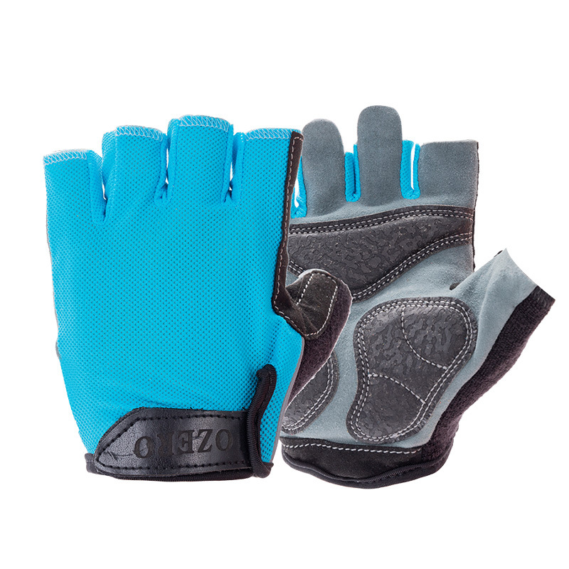 2021 New Design Half Finger SportsGloves with Custom Logo Design synthetic Deerskin Leather Weightlifting CyclingGloves Gym