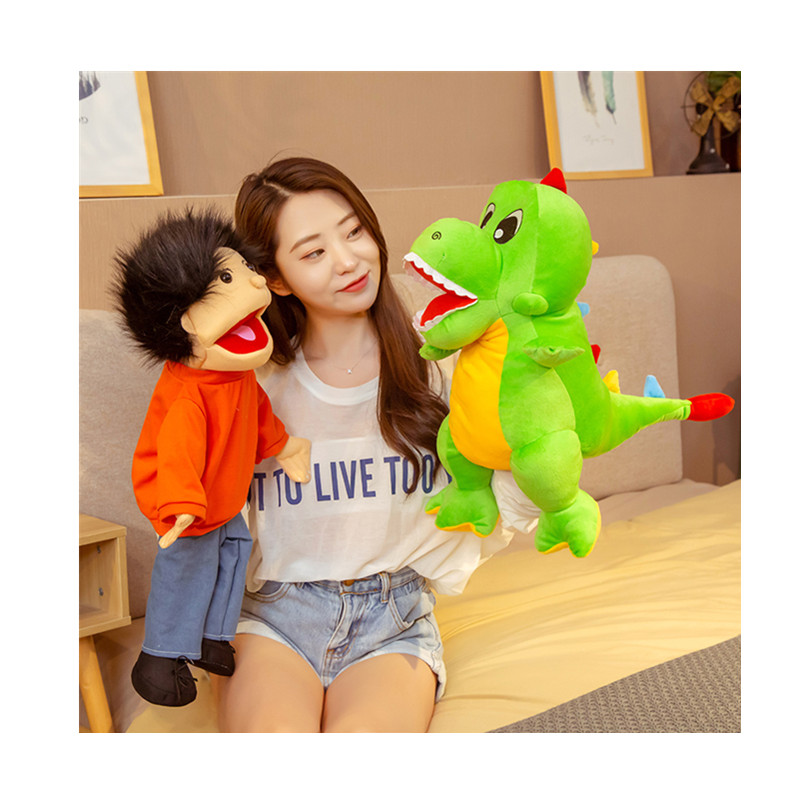 Custom plush ventriloquism Human 60cm big size Full body Open Big Mouth hand puppet For Kids Toy