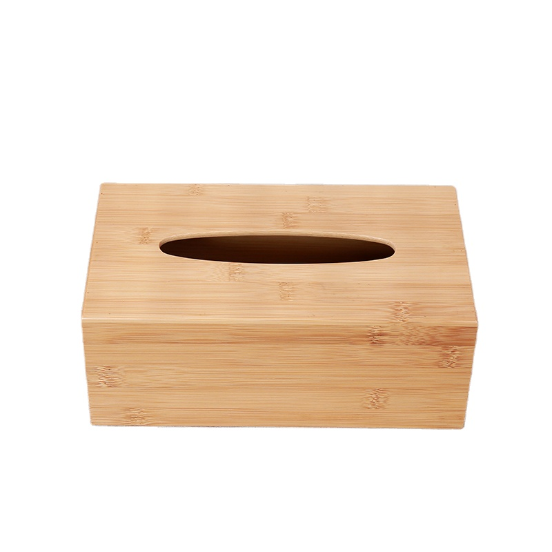 Natural Bamboo Rectangle Tissue Napkin Box Decorative Toilet Paper Holder For Kitchen Bathroom
