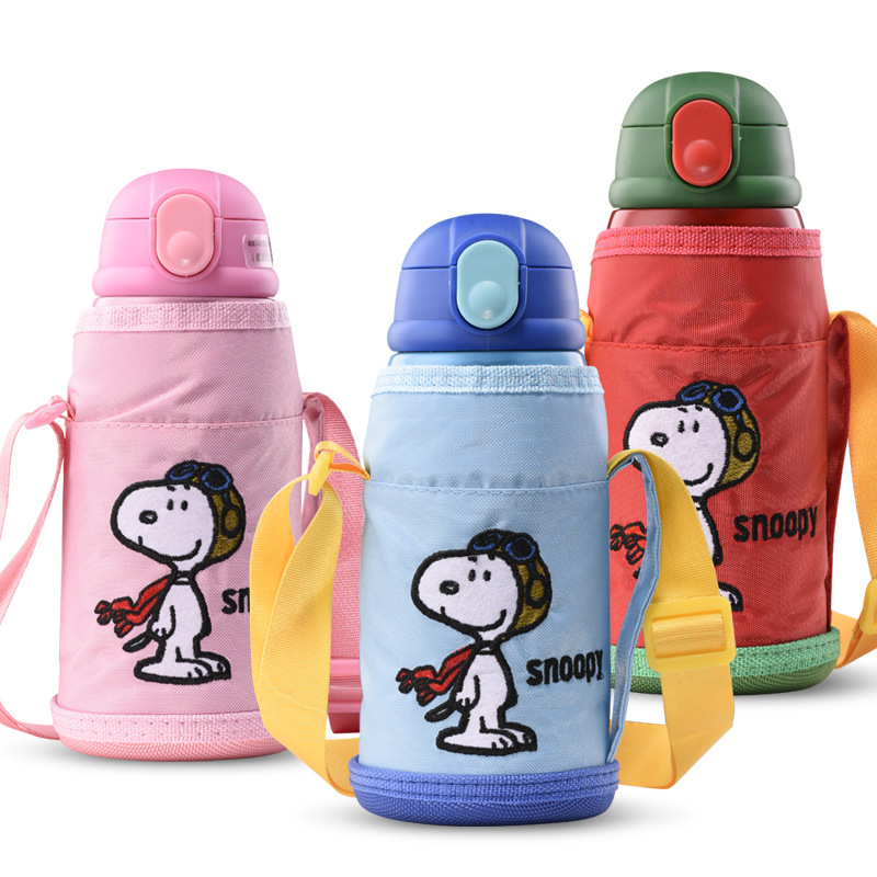 Snoopy brand genuine manufacturer stainless steel children's vacuum flask with bouncing lid water cup