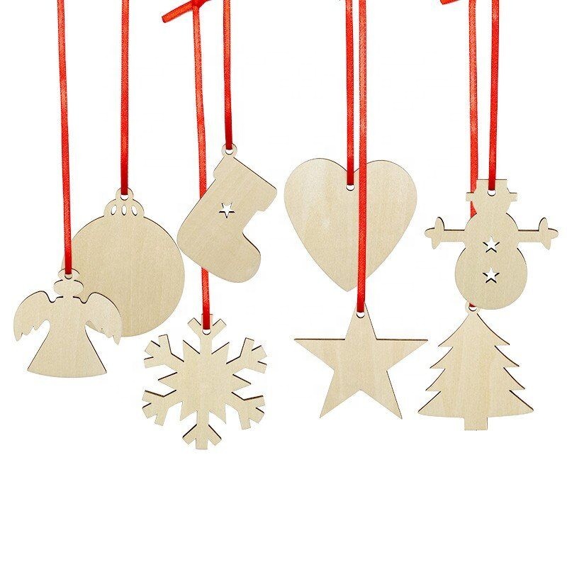 Primary color double sided MDF christmas ornament with a variety of graphics