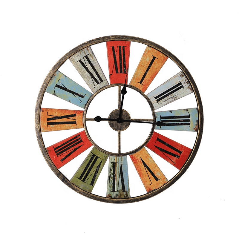 Creative Color Round Clock Living Room Centurion Roman Numeral Hands Vintage Industrial Rustic Style Modern Home Decor