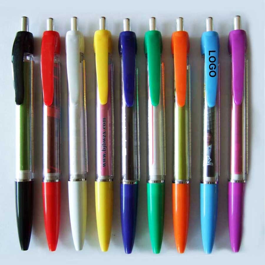 Customized Plastic Pull Out AD Banner Pen Retractable Ballpoint Pens