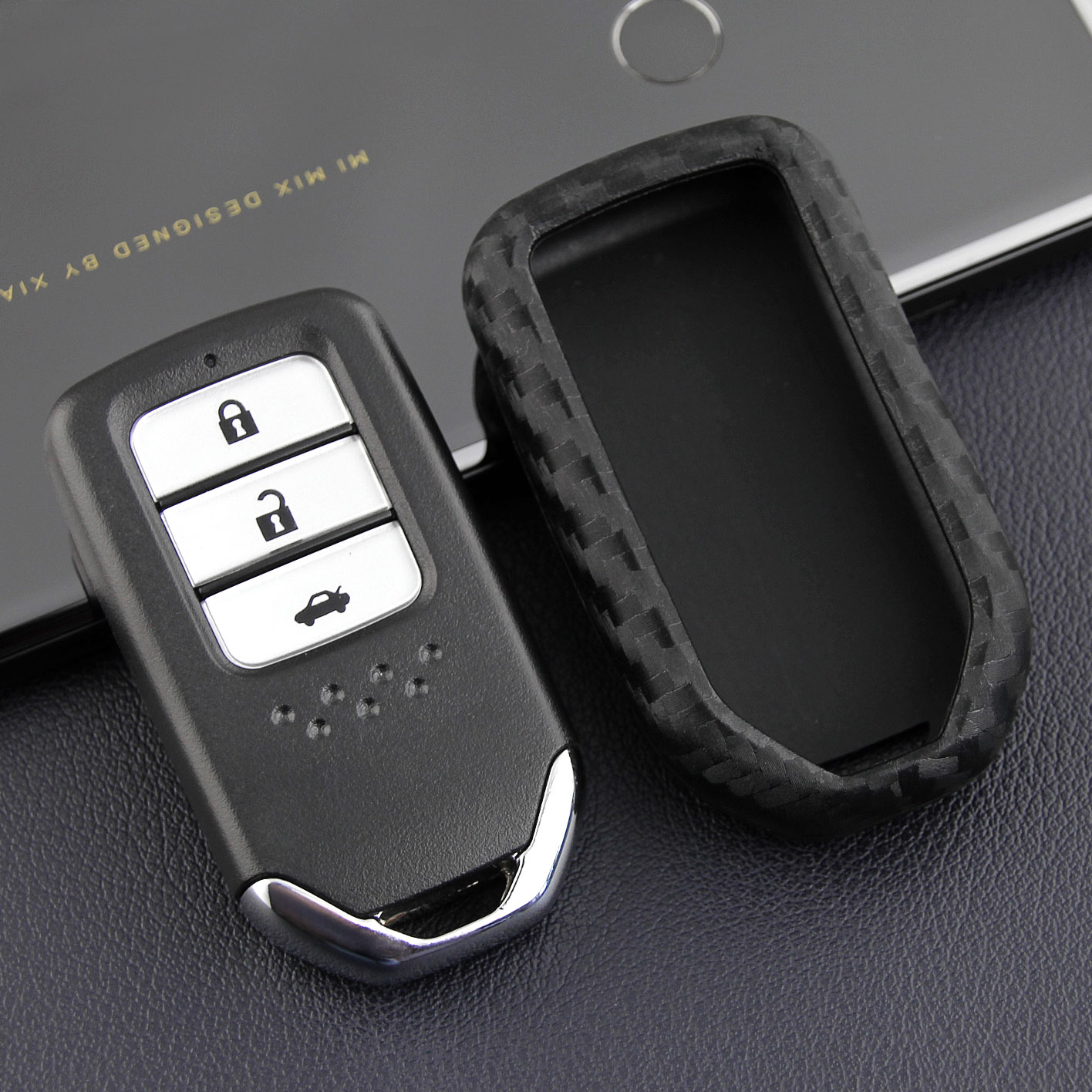 For Honda CRV 10 generation Civic Accord Avancier Car New Carbon Fiber Silicone Key Case Protective Cover