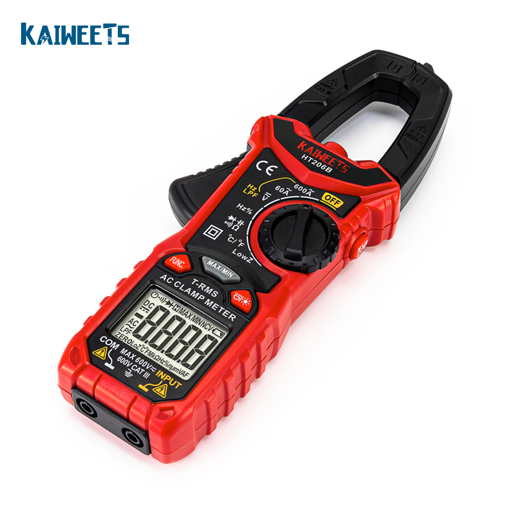 Многофункциональный измерительный зажим Kaiweets HT206B, безопасный измеритель напряжения и силы тока, для переменного/постоянного тока