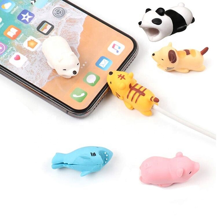 Лидер продаж, аксессуар для мобильного телефона, милый мультяшный USB-кабель, ПВХ защитный кабель, животное, укус кабеля