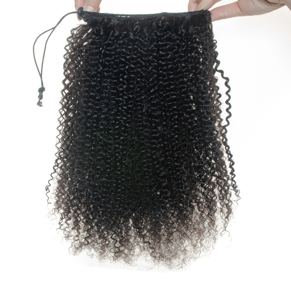 Peruvian human Hair Braids jerry curl Ponytail drawing string ponytail hair extension