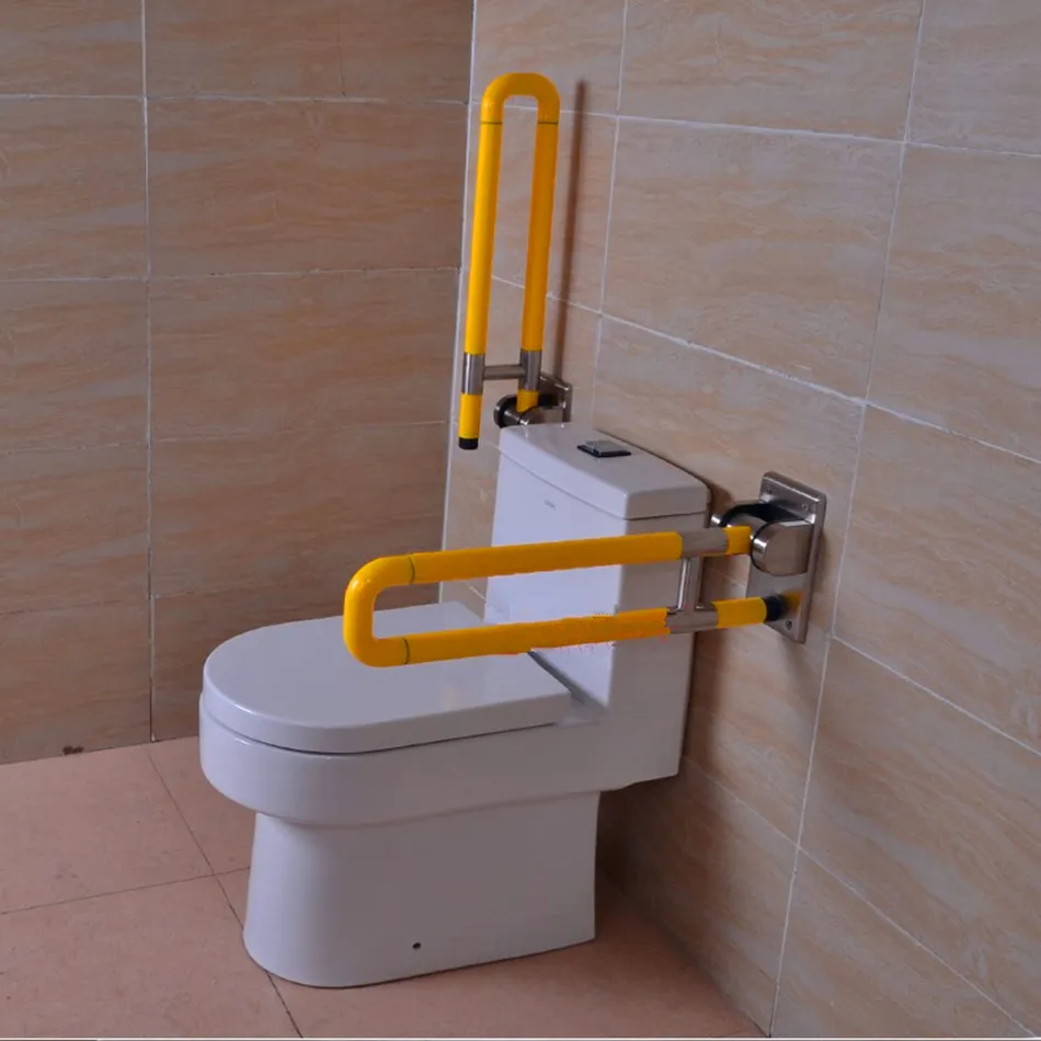 Nylon/ABS Surface Finishing White And Yellow Color Toilet Grab Bar