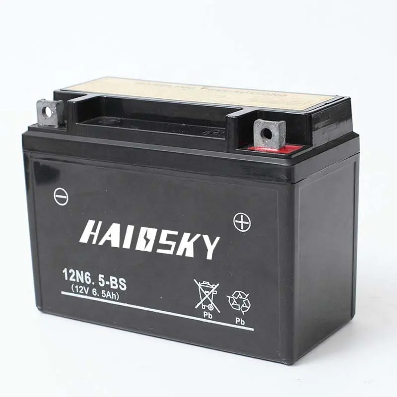 HAISSKY motorcycle accessories factory whole sale price 12v 6.5ah motorcycle battery