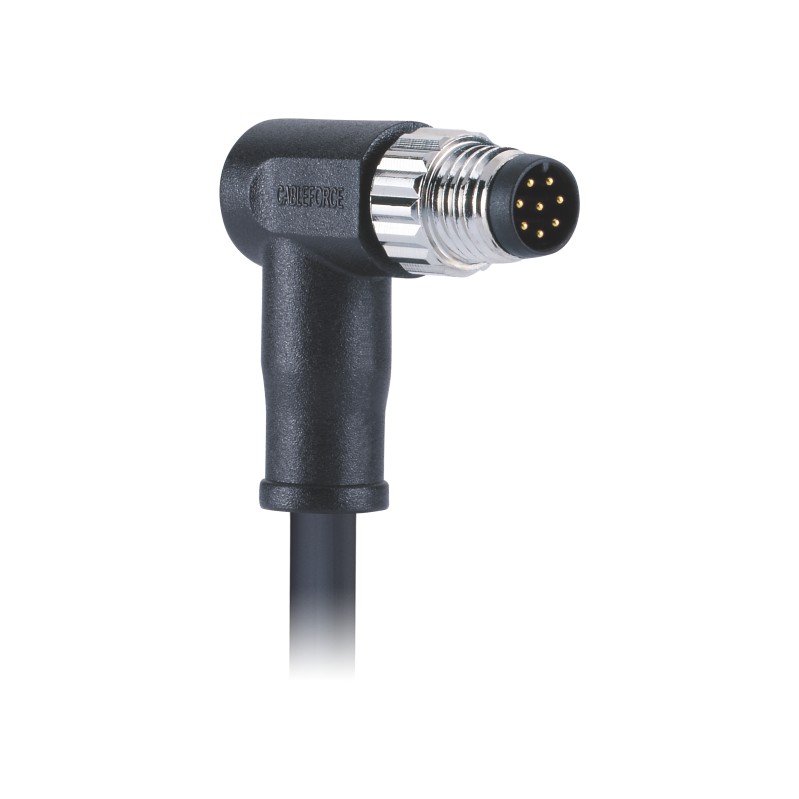 1.5A/30V M8 разъем 90 градусов под прямым углом Мужской 8pin код литой 0,5 m PVC экранированный кабель, со свободным концом