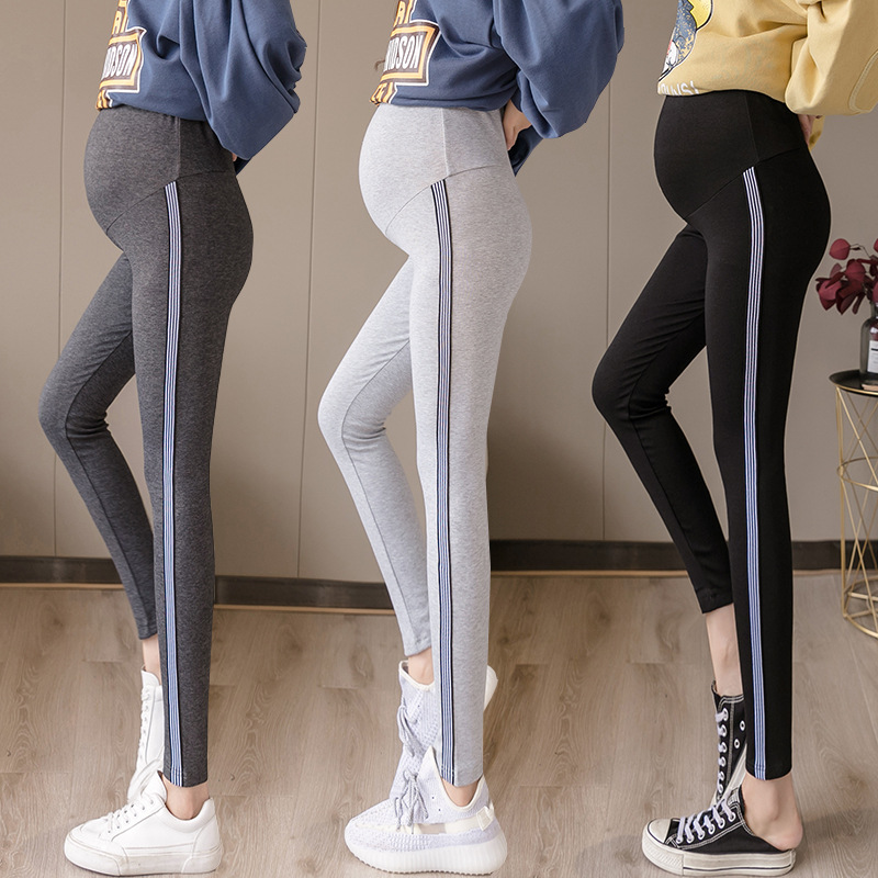 Maternity Legging Skinny Pants Belly Trousers Spring Maternity Clothes Pant Spring autumn Maternity Pants of Sidepiece Stripe