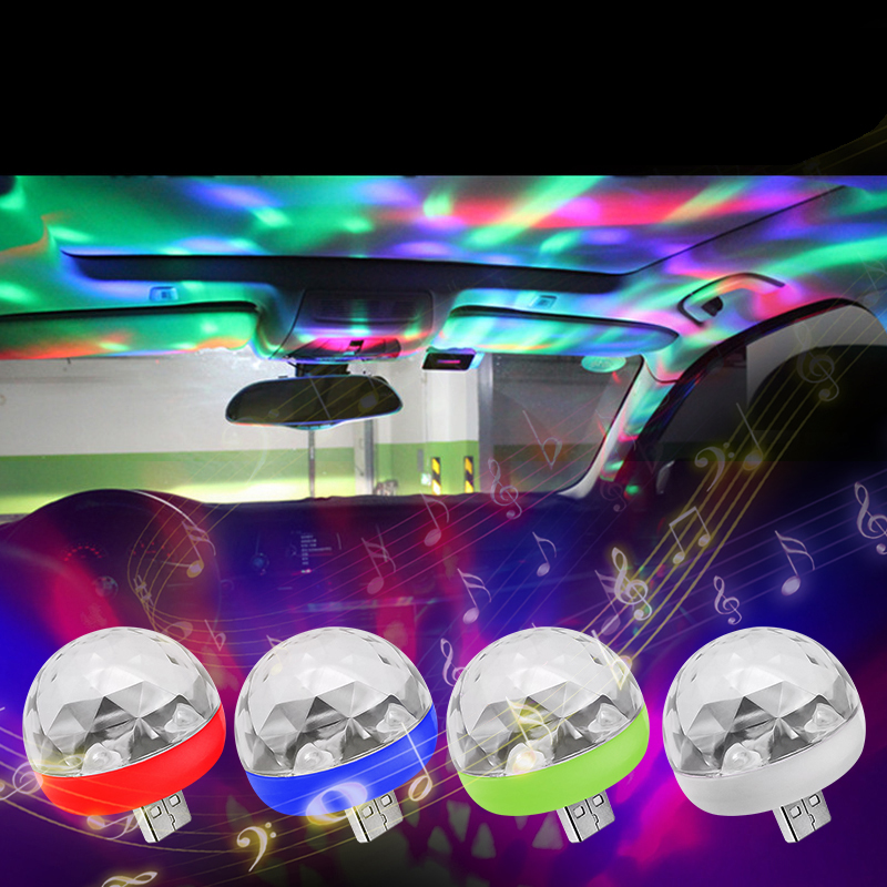 Автомобильные украшения, мини USB RGB светодиодный диско-шар для сцены, освещение для диджея, Кристальный волшебный светильник для вечеринки, аксессуары для интерьера автомобиля