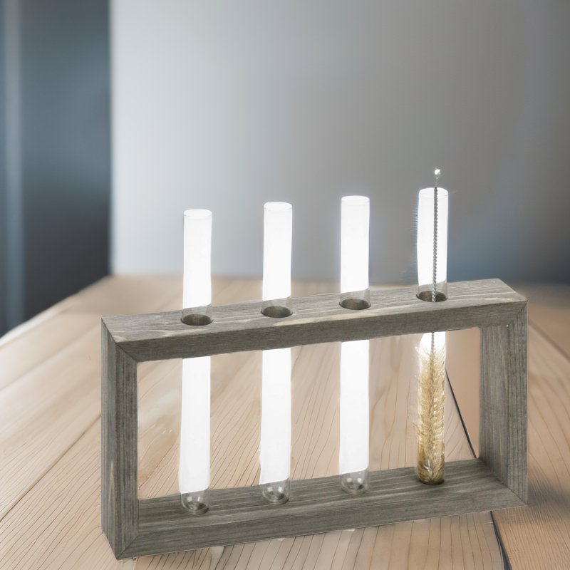 Creative Wooden Test Tube Planter Modern Flower Bud Vase With Wood Stand Tabletop Glass Terrarium Flower Pot Eco-friendly