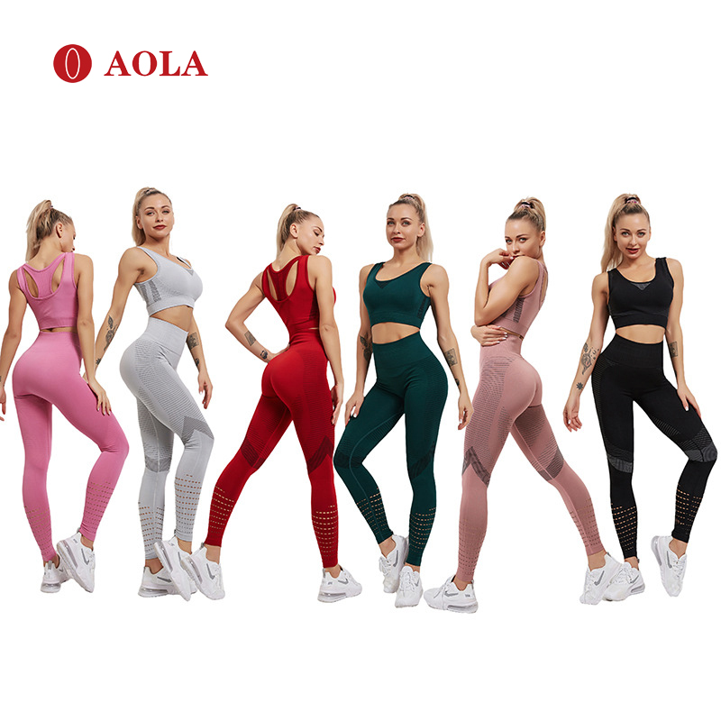 AOLA New High Waisted Workout Leggings Sportswear Yoga Athletic Seamless Custom Logo Wear Set Women