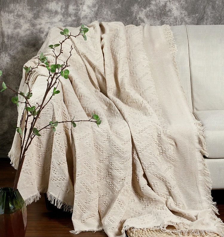 Textured Solid Knitted Decorative Couch Cover Custom Picnic Soft Sofa Throw Blanket