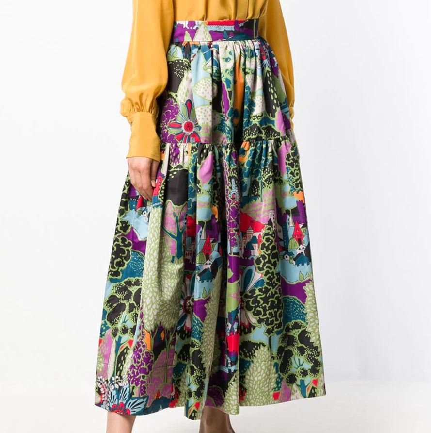 New Fashion Hot Popular Customized Available Top Quality Touch Feeling Scenery Print Skirt Long Skirts For Women