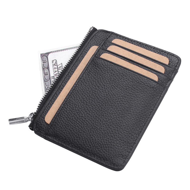 Factory wholesale custom RFID anti-magnetic leather multi-function zipper card holder card sleeves