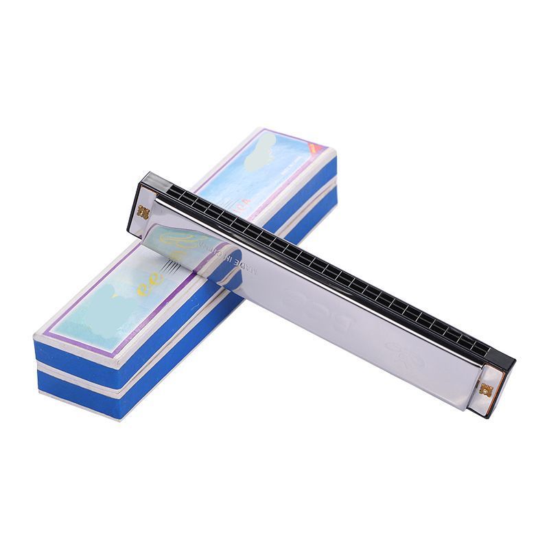 Hole Double Row Polyphonic Harmonica Children's Color Toy Musical Instrument Enlightenment Silver Hamonica BA Shell