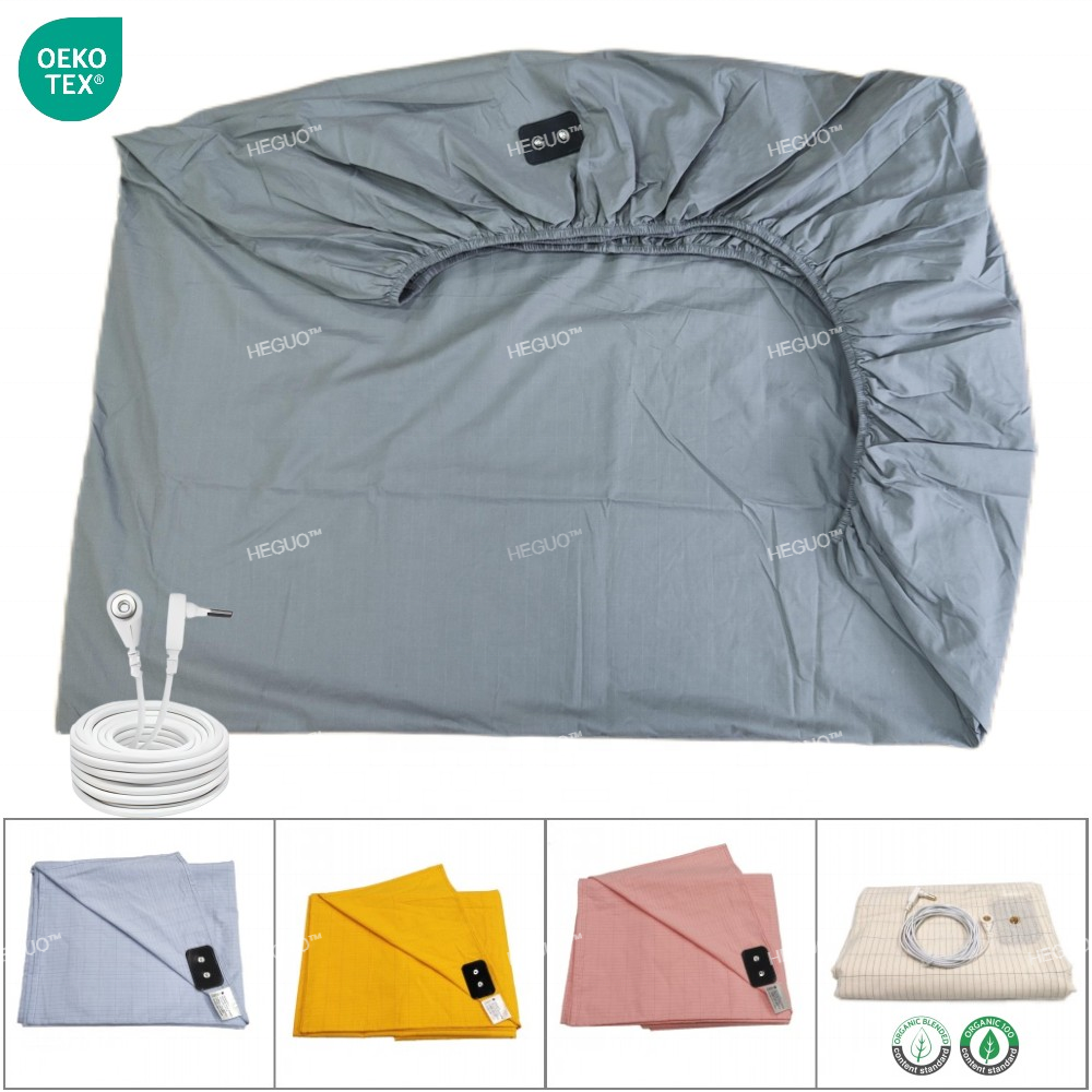 400TC 8% silver fiber 92% Cotton Fitted Grounding Sheets With Conductive Cord All Size For Better Sleep Native Health