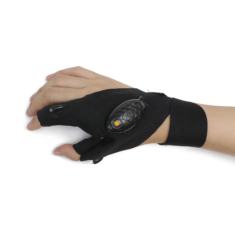 Work Gloves Men Hand Light Tools Finger Lights Working Gloves With Led, Hand Free Fingerless Lights Gloves For Night Fishing