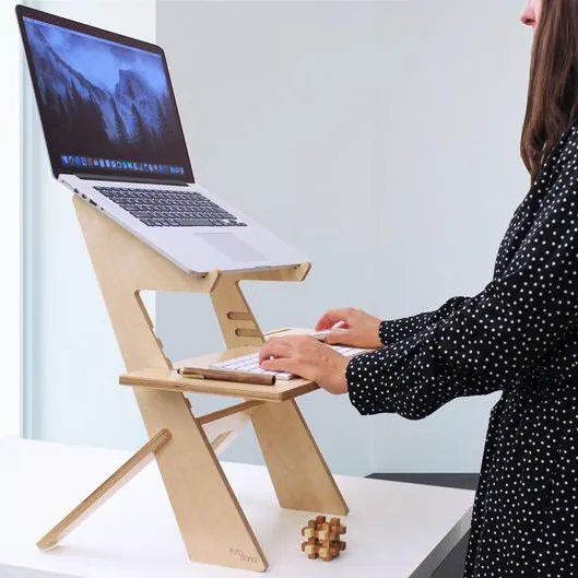 Modern wood standing desk, laptop stand