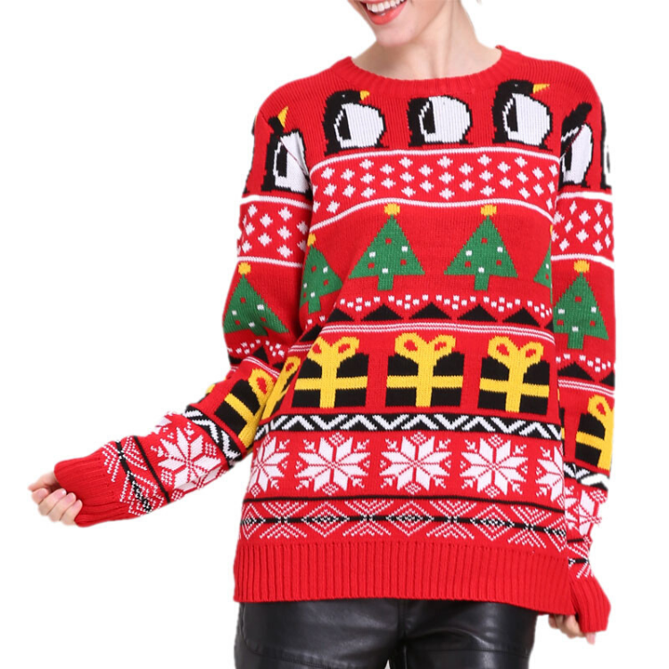Lovely Knitting 100% Acrylic Christmas Sweater Women