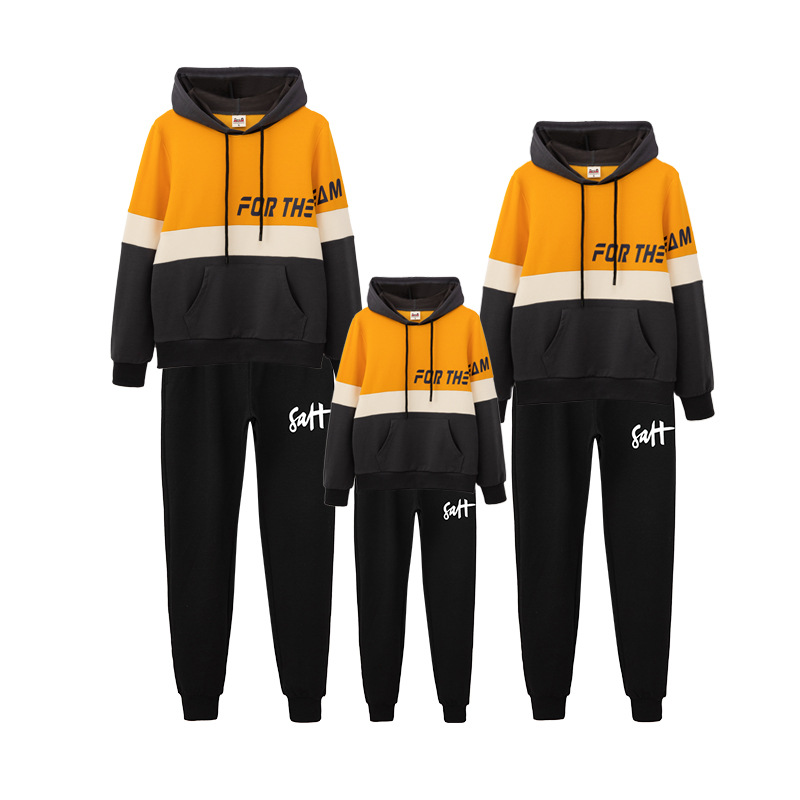 Wholesale Child Parent Outfits Spring Mom Dad Kids Pullover Hoodies and Pants Family 2pcs Suit